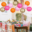 Paper Lanterns Pink Orange Gold Round Hanging Chinese Lanterns for Birthday Party Baby Shower Bridal Shower Decorations Pack of 12 by CozyNest Decor