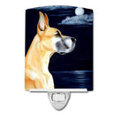 Fawn Great Dane Moonlight Stroll Ceramic Night Light Compact, UL-Certified, Ideal for Bedroom, Bathroom, Nursery, Hallway, Kitchen, 6x4x3, Multicolor