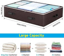 Budding Joy 6 Pack 90L Under bed Storage Containers Organizer Large Capacity Underbed Clothes Storage Bins Organization and Storage Bedroom Foldable Storage Bags with Clear Window Brown by CozyNest Decor