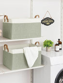 StorageWorks Storage Bins, Fabric Storage Bins for Shelves, Extra Large Storage Baskets with Metal Frame, Closet Baskets and Bins with Handles, Jumbo, Green and White, 2-Pack by TinyTreasures Baby Boutique