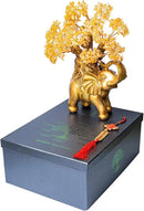 Citrine Crystal Money Tree on Gold Elephant Statue, 17”Large Gemstone Bonsai Tree of Life Home Décor Gifts for Wealth Positive Energy, Feng Shui Décor by GreenHaven Gardens