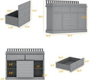 Nursery Dresser with Changing Table Top, 46"W Baby Dresser with 2 Drawers, Laundry Basket & Raised Guard, Infant Diaper Changing Storage Organize Station for Nursery and Baby Bedroom, Grey by TinyTreasures Baby Boutique