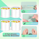 PAXCOO 4 Rolls Elastic String for Bracelets, Stretch Magic Elastic String Bead Cord Jewelry Thread for Bracelet, Necklaces, Clay Beads, Pony Beads (White) by TinyTreasures Baby Boutique