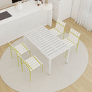 4 Piece Set Of Modern Color Block Designed Single Chairs With Long Table