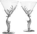 Stag Martini Glasses Set Premium Barware Gift by The Wine Savant