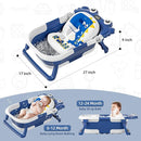 Collapsible Baby Bathtub for Newborns to Toddler with Real-time Temp Monitor & Floating Cushion,Portable Travel Tub for 0-36 Month, Foldable Baby Bath Tub for Infants Boy (Blue) by TinyTreasures Baby Boutique