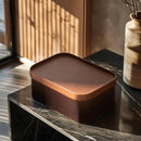 La Jolie Maison Fluted Cardboard Storage Baskets with Leather-Like Lids, Sturdy Stackable Paper Boxes Decorative Tray, Set of 3 Chestnut by CozyNest Decor