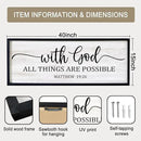 With God All Things are Possible Framed Wall Art, 40''×15'' Black Positive Religious Rustic Bible Verse for Christian God Jesus Christ Prayer, Holy Horizontal Inspirational Catholic Scripture Decor by CozyNest Decor