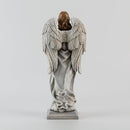 Garden Angel with Flower Wreath Statue - 16" Outdoor Memorial Angel Decor by GreenHaven Gardens