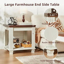 Farmhouse End Table with 2-Tier Storage Shelf, 22.8 inch Side Table for Living Room,Modern Nightstand,Small Bedside Table for Bedroom,White by CozyNest Decor