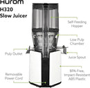 Hurom H320 Cold Press Juicer Machine, Easy to Clean Masticating Slow Juicer, Coarse Strainers, Self-Feeding, Hands Free, Family Size, Quiet Motor, Easy Assembly (White) by CozyNest Decor