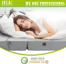 jela Foldable Sofa Bed Soft Foam Convertible Sleeper Chair Luxury Miss Fabric Fold Out Chair Bed Floor Couch with Back Support Floor Sofa for Living Room Bedroom (83"x33",Light Grey) by CozyNest Decor
