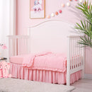 Cloele 3 Pieces Crib Bedding Set for Girls- Solid Ruffle Quilted Includes Comforter Fitted Sheet Crib Skirt,Cute Ruffled Nursery Baby Crib Standard Size Baby Bedding Set Pink by TinyTreasures Baby Boutique