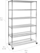 Seville Classics UltraDurable Heavy Duty NSF Solid Steel Wire Rack Storage Unit Wheels, 6-Tier Shelving, 48" W x 18" D by CozyNest Decor