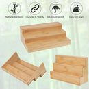 2 Pack Bamboo Spice Rack Organizer for Countertop, 3 Tier Spice Step Shelf for Cabinet (Jars Not Included) by CozyNest Decor