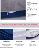 60in Full Body Pillow | Nursing, Maternity and Pregnancy Body Pillow | Awesling Extra Large U Shape Pillow and Lounger with Detachable Side, Separate Support Pillow and Removable Cover (Grey Blue) by TinyTreasures Baby Boutique