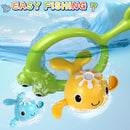 Baby Bath Toys Set, Wind Up Pool Toys for Toddlers 1-3, Kids Magnetic Fishing Toys with 1 Fishing Rod & 1 Net & 4 Brightly Colored Whales, Boys and Girls Birthday Gifts by TinyTreasures Baby Boutique