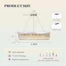 Modern Rectangular Crystal Chandeliers,8 Lights Rectangular Pendant Light Fixture,Adjustable Height K9 Crystal Chandelier for Dining Room L40''xW10''xH10'' by CozyNest Decor