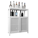 Bamboo Large Capacity Storage Cabinet With Shelves For Bathroom And Living Room - White by HouseOfZazla
