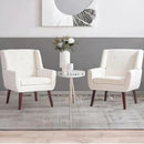 HUIMO Button-Tufted Accent Chairs Set of 2,Upholstered Reading Living Room Chair,Mid Century Modern Chair with Linen Fabric, Club Chair,Comfy Arm Chairs for Living Room,Bedroom,Beige by CozyNest Decor