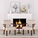 Accent Chair Set of 2 with Table, PU Leather Chair for Living Room Oversized Armchair with Soft Seat and Armrests for Bedroom Dinning Reading Waiting Room (Leather Beige) by CozyNest Decor