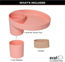 Travel Tray Oval USA Made Extend Your Current Cup Holder to Hold Your Cup Plus A Tray for Snacks, Toys and Accessories. Use in a Car Seat, Booster, Stroller, Golf Cart, Outdoor Chair, (Peach) by TinyTreasures Baby Boutique