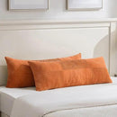 Fancy Homi Set of 2 Orange Boho Long Lumbar Body Decorative Throw Pillow Cover 14x36 Inch for Bed Couch Bedroom Bench, Soft Patchwork Corduroy Textured Pillow Case, Rustic Farmhouse Room Décor by CozyNest Decor
