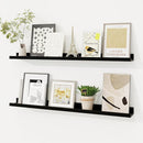 Picture Ledge Shelf, Solid Pine Wood Floating Shelves Set of 2, 32 Inches Nursery Book Shelves for Toys Storage, Kids Bookshelf Wall Mounted for Living Room Bedroom Decor Books Photo Frames, Black by TinyTreasures Baby Boutique