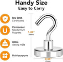 MIKEDE Magnetic Hooks, 80LB+ Heavy Duty Magnetic Hooks Cruise with Epoxy Coating for Refrigerator, Strong Magnet Hooks for Tool Room, Magnetic Metal Hooks for Grill - 8 Pack by CozyNest Decor
