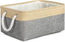 TheWarmHome Decorative Basket Rectangular Fabric Storage Bin Organizer Basket with Handles for Clothes Storage (Gold&Grey, Medium-1Pack,13.8L*9.8W*6.7H) by TinyTreasures Baby Boutique