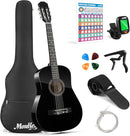 Moukey 38" Acoustic Guitar for Beginners Kids Youth Adult Dreadnought Guitarra Acustica Kit with Chord Poster, Gig Bag, Tuner, Picks, Nylon Strings, Capo, Strap - Black by TinyTreasures Baby Boutique