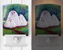 Maltese Momma and Puppy Ceramic Night Light Compact, UL-Certified, Ideal for Bedroom, Bathroom, Nursery, Hallway, Kitchen, 6x4x3, Multicolor