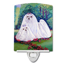 Maltese Momma and Puppy Ceramic Night Light Compact, UL-Certified, Ideal for Bedroom, Bathroom, Nursery, Hallway, Kitchen, 6x4x3, Multicolor