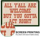 Welcome Sign Funny Welcome Banner, Trendy Retro Wall Hanging, Wall Decor, Banner Flag, Wall Flag Classroom Playroom Home Entryway Living Room Office Decor, Banner for Room, Red by TinyTreasures Baby Boutique