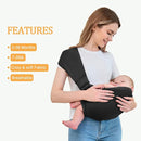 Baby Sling Carrier,Baby Carrier Newborn to Toddler,Toddler Carrier,Portable Lightweight & Spreadable Shoulder Straps(Black) by TinyTreasures Baby Boutique