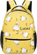 Cartoon Duck Yellow Custom Kids Backpack 16.5 Inch for Boy Girl, Personalized Waterproof Child School Travel Bag with Name, 16.5’’ X 12.2’’ X 5.9’’ by TinyTreasures Baby Boutique