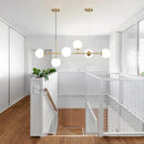 KCO Lighting Modern Globe Linear Chandelier 6 Light Milk Glass Chandeliers White and Gold Pendant Light Fixture Mid Century Rectangle Chandelier Brass Sputnik Island Lights for Kitchen by CozyNest Decor