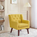 Accent Chair Button-Tufted Upholstered Living Room Chairs Comfy Reading Chair Mid Century Modern Chair with Linen Fabric Lounge Arm Chairs for Living Room Bedroom (Yellow) by CozyNest Decor