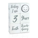 I'm Solid Wood Weekly Monthly Yearly Baby Milestone Age Blocks, Gender Neutral, Newborn Gifts & Keepsakes for Picture Props (6 Pcs/White) by TinyTreasures Baby Boutique