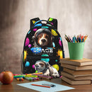 Funny Astronaut Dog Print Kids Backpack, Planet Space Galaxy Themed School Bag for Boys & Girls, Lightweight and Durable Bookbag for Age 5-12, Backpack Ideal for School & Outdoor Adventures by TinyTreasures Baby Boutique