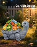 Solar Turtle Statue Garden Decor for Outside with Succulents and 7 LED Lights – 10.3 Inch Cute Lawn Ornaments for Patio, Porch, Balcony & Yard – Unique Birthday Gifts for Women Mom Grandma Wife by CozyNest Decor