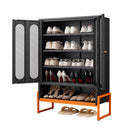 Modern Metal Shoe Cabinet With DoublebSided Doors And Adjustable Partitions