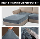 PrinceDeco Sectional Couch Covers 3 Pieces Velvet Sofa Covers L Shape Soft Couch Covers for Sectional Sofa Corner Sofa Cover Couch Cover for Dogs Washable (2 Seater + 1 Chaise,Stone Blue) by CozyNest Decor