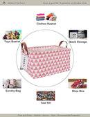 Rectangular Fabric Storage Box, Decorative Basket and Finishing Basket with Handle are Used for The Storage of Clothes, Books and Sundries(Pink Triangle) 1 by TinyTreasures Baby Boutique