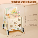 Wooden Activity Cube Push Walker, Wooden Baby Walker, Montessori Push Toys for Babies Learning to Walk & Sit-to-Stand by TinyTreasures Baby Boutique