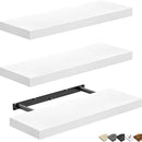 QEEIG Floating Shelves for Wall Bathroom Shelf Bedroom Kitchen Living Room Hanging Book Shelves Small Farmhouse Decor 16 inch Set of 3, White (015-W3) by CozyNest Decor