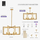 Modern Farmhouse Gold Chandeliers for Dining Room, 8-Light Industrial Metal Chandeliers Geometric Pendant Lights Kitchen Island for Entryway Stairway Foyer Hallway by CozyNest Decor