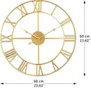LEIKE Large Modern Wall Clocks,24" Gold Metal,Rustic,Round,Silent Non Ticking,Battery Operated Roman Numerals Clock for Living Room/Bedroom/Kitchen Wall Decor-(Gold, 60cm) by CozyNest Decor