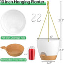 ZMTECH 10 Inch Hanging Planters for Indoor Outdoor Plants, 2 Pack Self Watering Hanging Plant Pots with Drainage Holes and Removable Saucer, Plastic Flower Hanging Pots with Watering Lip (White) by GreenHaven Gardens