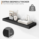 Fun Memories 24 Inch Floating Shelves - Deep Rustic Black Wooden Wall Shelves - Extra Deeper & Thicker Wall Mounted Storage Shelf for Bedroom, Kitchen, Farmhouse - 2 Pack, Rustic Black by CozyNest Decor